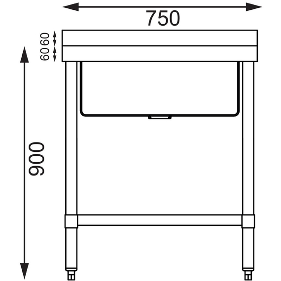 Vogue kleiner Spültisch 75cm lang 6 Vogue kleiner Spültisch 75cm lang