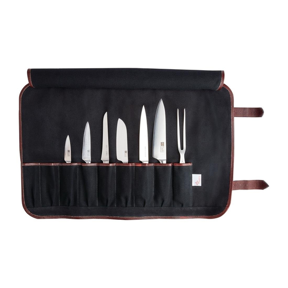 Boldric Messertasche aus schwarzem Segeltuch 6 Fächer 4 Boldric Messertasche aus schwarzem Segeltuch 6 Fächer