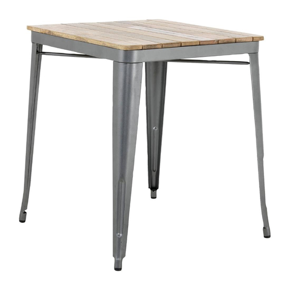 Bolero Bistro Esstisch Geschlitzte Mango Holzplatte Gewehrmetall Rahmen 650mm 1 Bolero Bistro Esstisch Geschlitzte Mango Holzplatte Gewehrmetall Rahmen 650mm