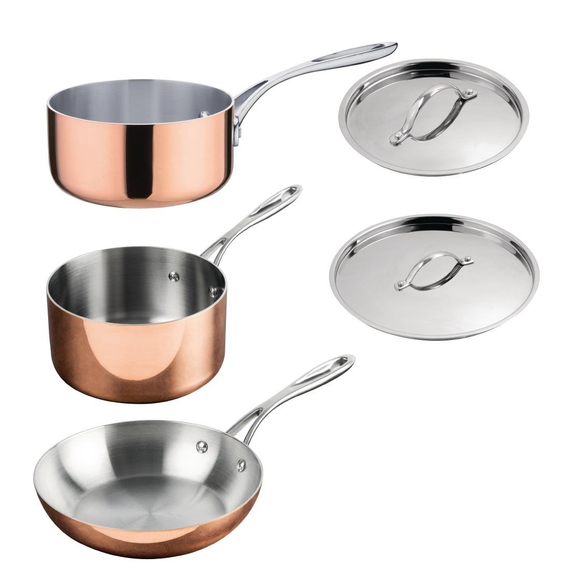Vogue Cook Like A Pro 3-teiliges Tri-Wall-Kupfer-Kochgeschirr-Set 4 Vogue Cook Like A Pro 3-teiliges Tri-Wall-Kupfer-Kochgeschirr-Set