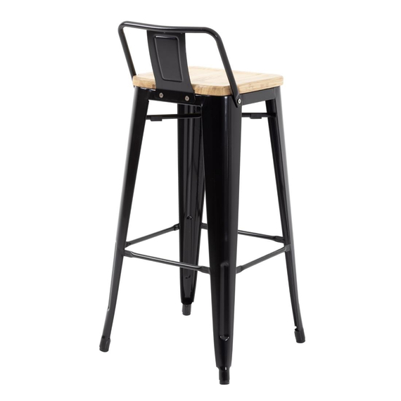 Bolero Bistro Hochstühle mit Rückenlehne und Holzsitzpolster Schwarz (4 Stück) 4 Bolero Bistro Hochstühle mit Rückenlehne und Holzsitzpolster Schwarz (4 Stück)