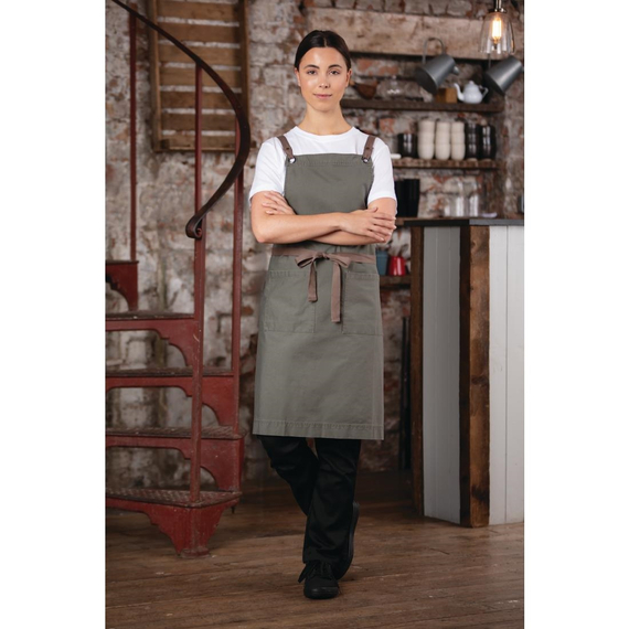 Southside Baumwoll-Canvas Latzschürze Khaki 9 Southside Baumwoll-Canvas Latzschürze Khaki