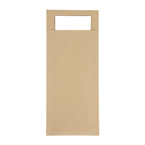 Europochette Brauner Besteckbeutel mit weißer Serviette (Box 500) (500 Stück) Europochette Brauner Besteckbeutel mit weißer Serviette (Box 500) (500 Stück)