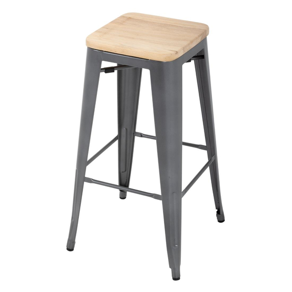Bolero Bistro Barhocker aus Stahl mit Holzsitz - grau (4 Stück) 3 Bolero Bistro Barhocker aus Stahl mit Holzsitz - grau (4 Stück)