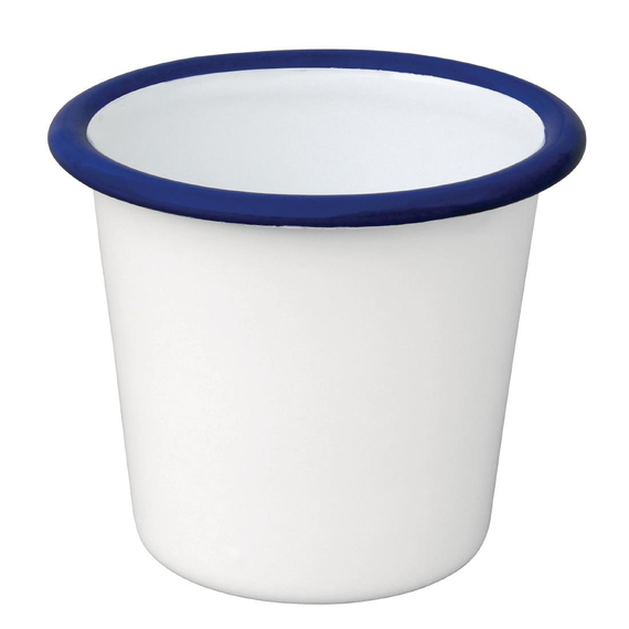 Olympia emaillierte Saucenbecher weiß-blau 11,4cl (6 Stück) 4 Olympia emaillierte Saucenbecher weiß-blau 11,4cl (6 Stück)