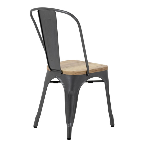Bolero Bistro Stahlstühle mit Holzsitz grau (4 Stück) 5 Bolero Bistro Stahlstühle mit Holzsitz grau (4 Stück)