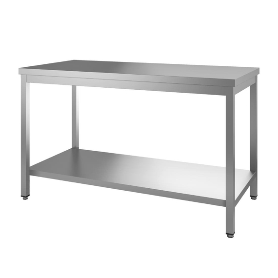 Gastro M Arbeitstisch aus Edelstahl mit Regalboden 100cm Gastro M Arbeitstisch aus Edelstahl mit Regalboden 100cm