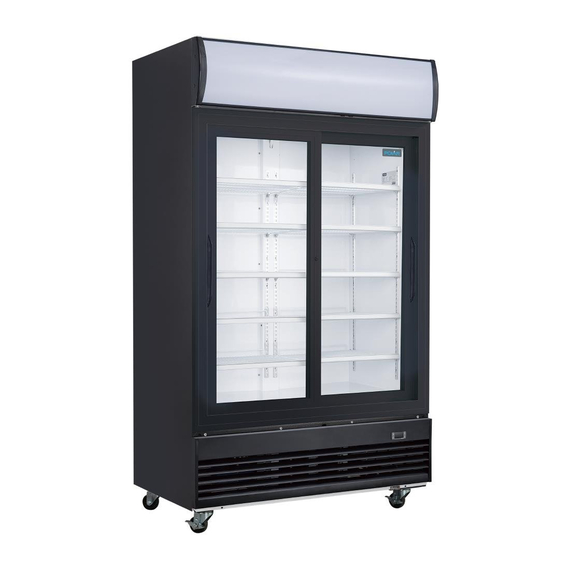 Polar G-Serie Kühlvitrinenmit mit Schiebetüren und Leuchtkasten 950Ltr Schwarz Polar G-Serie Kühlvitrinenmit mit Schiebetüren und Leuchtkasten 950Ltr Schwarz
