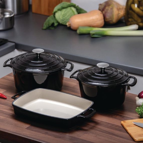 Vogue Kochen wie die Profis Set von 3x Kochgeschirr aus Gusseisen 3 Vogue Kochen wie die Profis Set von 3x Kochgeschirr aus Gusseisen
