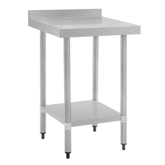 Vogue Edelstahl Arbeitstisch mit Aufkantung und Regalboden 60 x 60cm 2 Vogue Edelstahl Arbeitstisch mit Aufkantung und Regalboden 60 x 60cm