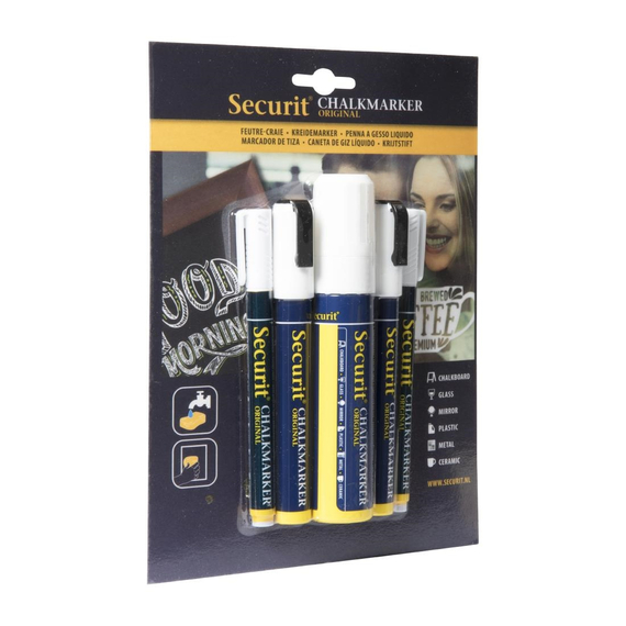 Securit Original Kreidemarker mit runder Spitze in weiß (5 Stück) 3 Securit Original Kreidemarker mit runder Spitze in weiß (5 Stück)