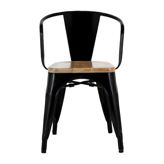 Bolero Bistro Curve Sessel Mit Mangoholz-Sitzauflage Schwarz (4 Stück) 1 Bolero Bistro Curve Sessel Mit Mangoholz-Sitzauflage Schwarz (4 Stück)
