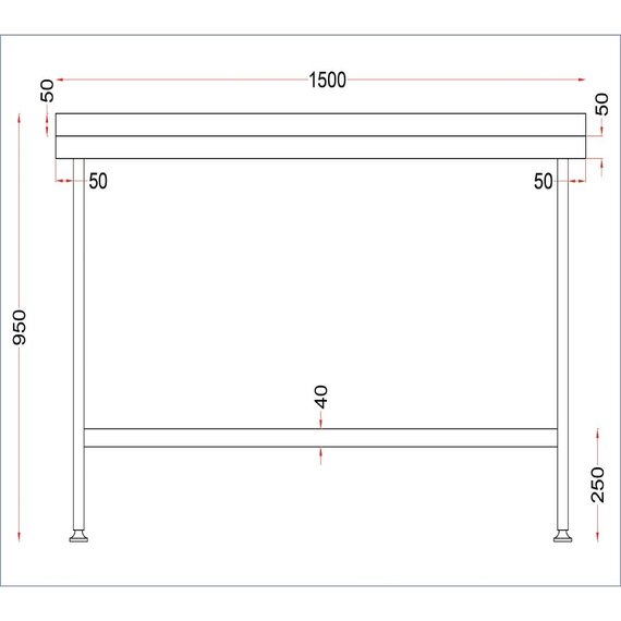 Holmes Wandtisch aus Edelstahl mit Aufkantung 1500 mm 2 Holmes Wandtisch aus Edelstahl mit Aufkantung 1500 mm