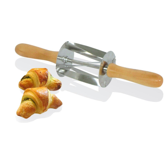 Gobel Edelstahl Mini Croissant Roller Schneider mit Holzgriff 345x75x75mm 1 Gobel Edelstahl Mini Croissant Roller Schneider mit Holzgriff 345x75x75mm