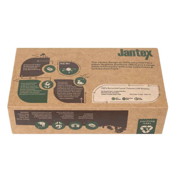 Jantex Green 100% Recycelte Gesichtstücher 100 Blatt (36 Stück) 3 Jantex Green 100% Recycelte Gesichtstücher 100 Blatt (36 Stück)