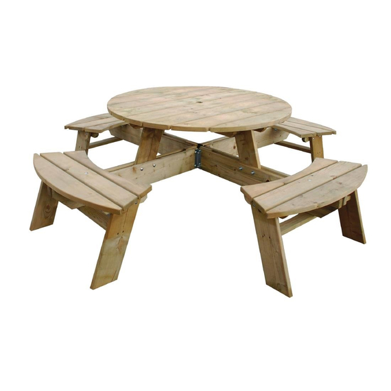 Rowlinson Runder Picknicktisch aus Holz 4 Rowlinson Runder Picknicktisch aus Holz