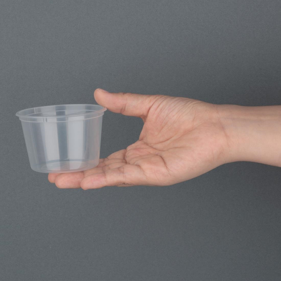 Fiesta, recycelbarer Kunststoff, mikrowellengeeignet, 100 ml/3,5 oz (100 Stück) 1 Fiesta, recycelbarer Kunststoff, mikrowellengeeignet, 100 ml/3,5 oz (100 Stück)