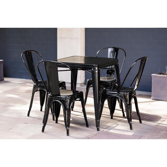 Bolero Bistro Stahl Beistellstühle Schwarz (4 Stück) 2 Bolero Bistro Stahl Beistellstühle Schwarz (4 Stück)