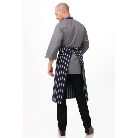 Chef Works Premium Woven Bib Apron Marineblau und Weiß gestreift 3 Chef Works Premium Woven Bib Apron Marineblau und Weiß gestreift