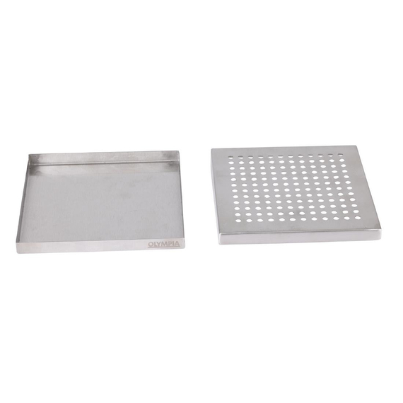 Olympia Edelstahl Tropfschale 150x150mm 2 Olympia Edelstahl Tropfschale 150x150mm