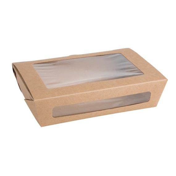 Fiesta Compostable kompostierbare Salatschüsseln mit PLA-Fenstern 1200ml (200 Stück) Fiesta Compostable kompostierbare Salatschüsseln mit PLA-Fenstern 1200ml (200 Stück)