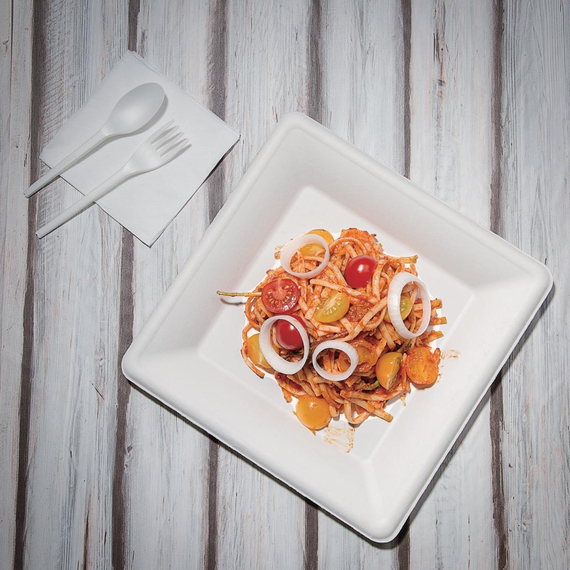 Fiesta Compostable kompostierbare Teller aus Bagasse quadratisch 26,1cm (50 Stück) 1 Fiesta Compostable kompostierbare Teller aus Bagasse quadratisch 26,1cm (50 Stück)