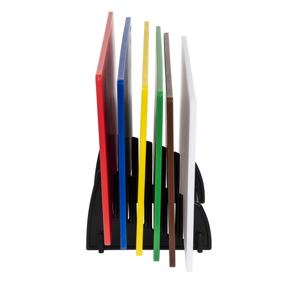 Hygiplas standard LDPE Schneidebretter Set mit Ständer 2 Hygiplas standard LDPE Schneidebretter Set mit Ständer