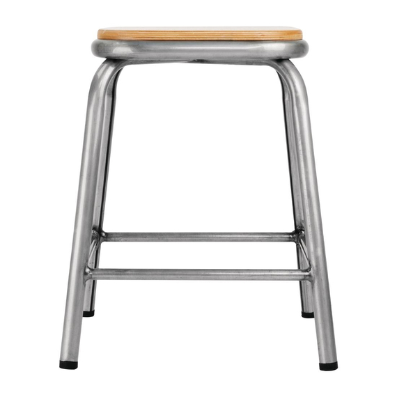 Bolero Cantina niedrige Hocker aus Stahl mit Holzsitz (4 Stück) 3 Bolero Cantina niedrige Hocker aus Stahl mit Holzsitz (4 Stück)