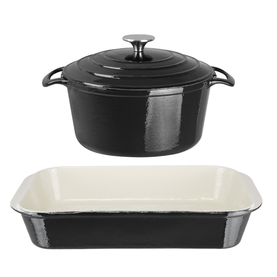Vogue Kochen wie die Profis Set von 2x Kochgeschirr aus Gusseisen 3 Vogue Kochen wie die Profis Set von 2x Kochgeschirr aus Gusseisen