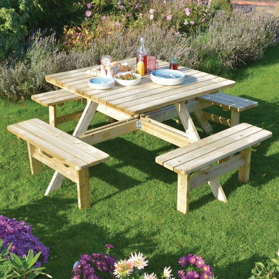 Rowlinson Quadratischer Picknicktisch aus Holz 4 Rowlinson Quadratischer Picknicktisch aus Holz