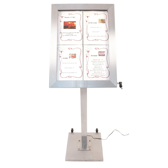 Securit Edelstahl Farbige LED 4XA4 Anzeige mit Mast und Sockel 7 Securit Edelstahl Farbige LED 4XA4 Anzeige mit Mast und Sockel