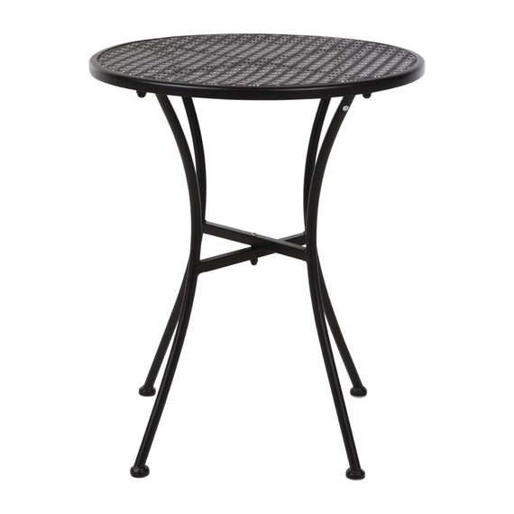 Bolero Schwarzer Stahlmuster Runder Bistro-Tisch Schwarz 600mm 1 Bolero Schwarzer Stahlmuster Runder Bistro-Tisch Schwarz 600mm