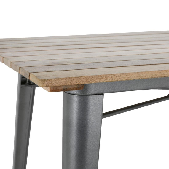 Bolero Bistro Esstisch Latten-Mangoholzplatte Gunmetal 1200mm 3 Bolero Bistro Esstisch Latten-Mangoholzplatte Gunmetal 1200mm