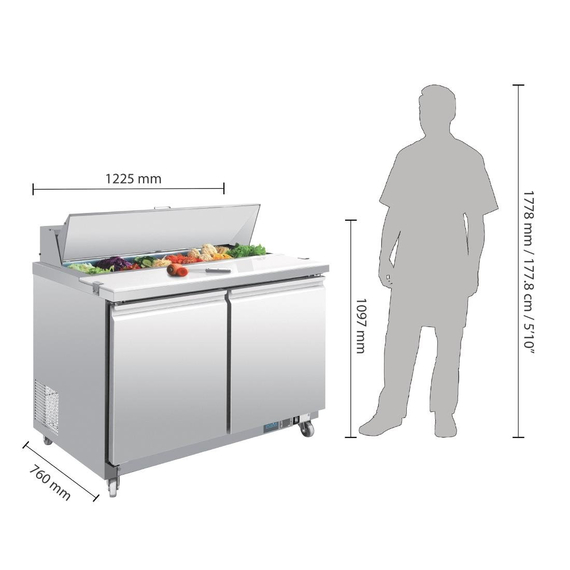Polar U-Serie Doppeltür Saladette mit Vorbereitungstheke und Kühlschrank 405Ltr 3 Polar U-Serie Doppeltür Saladette mit Vorbereitungstheke und Kühlschrank 405Ltr