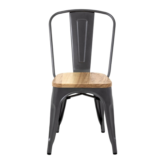 Bolero Bistro Stahlstühle mit Holzsitz grau (4 Stück) 1 Bolero Bistro Stahlstühle mit Holzsitz grau (4 Stück)
