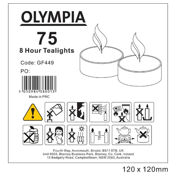 Olympia Teelichter 4 Std. (100 Stück) 8 Olympia Teelichter 4 Std. (100 Stück)