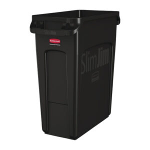 Rubbermaid Slim Jim Abfalleimer mit Entlüftungsschlitzen schwarz 60L