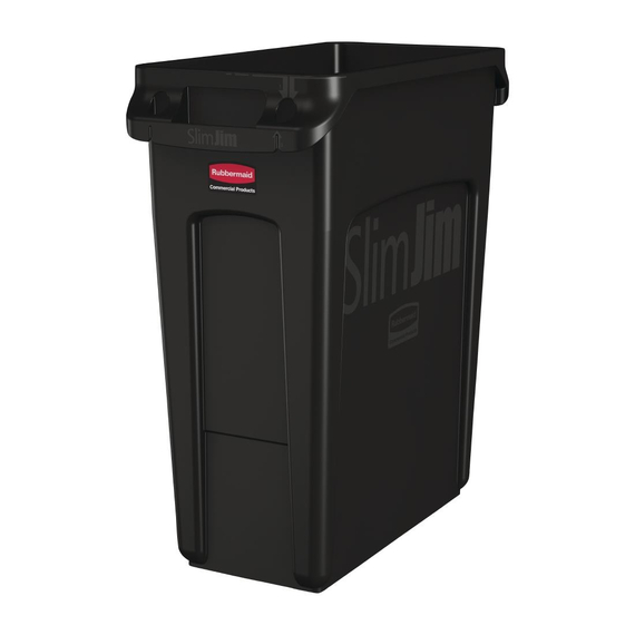 Rubbermaid Slim Jim Abfalleimer mit Entlüftungsschlitzen schwarz 60L Rubbermaid Slim Jim Abfalleimer mit Entlüftungsschlitzen schwarz 60L