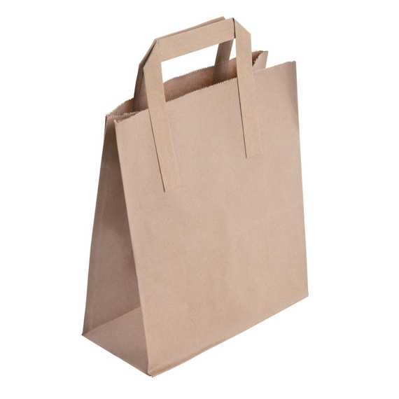Fiesta Recycelbare flache braune Papiertragetaschen mittel (250 Stück) Fiesta Recycelbare flache braune Papiertragetaschen mittel (250 Stück)