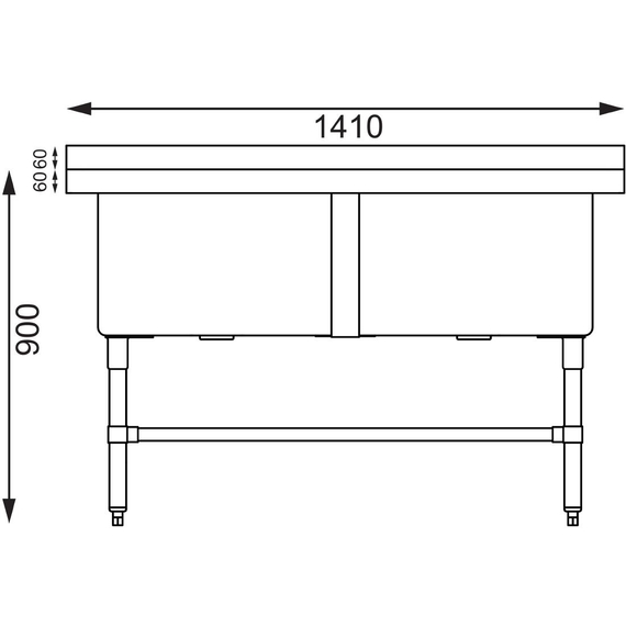 Vogue tiefer Spültisch Doppelbecken 141cm lang 6 Vogue tiefer Spültisch Doppelbecken 141cm lang