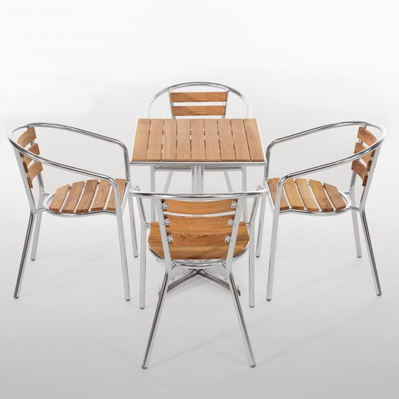 Bolero Aluminium Bistrostühle mit Rückenlehne aus Eschenholz (4 Stück) 8 Bolero Aluminium Bistrostühle mit Rückenlehne aus Eschenholz (4 Stück)