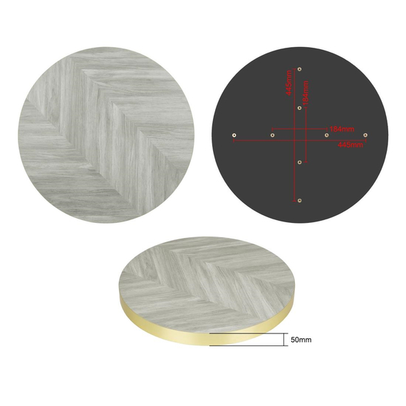Bolero, vorgebohrte runde Tischplatte im Chevron-Design, 600 mm 4 Bolero, vorgebohrte runde Tischplatte im Chevron-Design, 600 mm