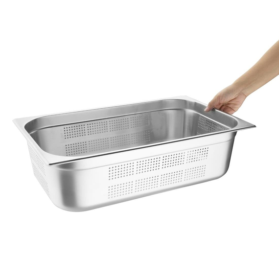 Vogue GN-Behälter Edelstahl 15cm GN1/1 gelocht 4 Vogue GN-Behälter Edelstahl 15cm GN1/1 gelocht