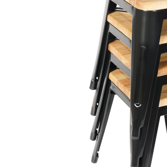 Bolero Bistro Hocker mit Holzsitzpolster Schwarz (4er Pack) (4 Stück) 5 Bolero Bistro Hocker mit Holzsitzpolster Schwarz (4er Pack) (4 Stück)