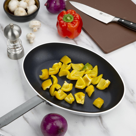 Vogue Aluminium Antihaft-Teflon-Platinum-Plus Oval-Bratpfanne 36cm 5 Vogue Aluminium Antihaft-Teflon-Platinum-Plus Oval-Bratpfanne 36cm