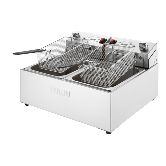 Buffalo Doppel-Elektrofritteuse mit Timer 2x5Ltr 1 Buffalo Doppel-Elektrofritteuse mit Timer 2x5Ltr