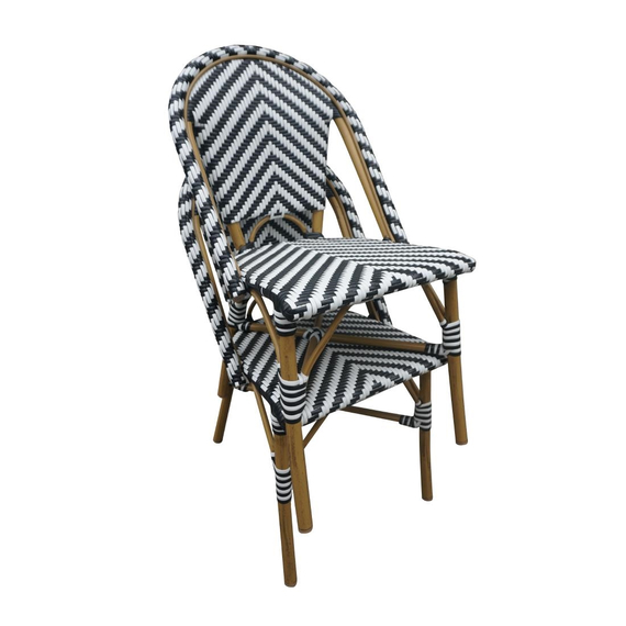 Bolero Rattan Beistellstuhl im Pariser Stil Schwarz (2 Stück) 4 Bolero Rattan Beistellstuhl im Pariser Stil Schwarz (2 Stück)