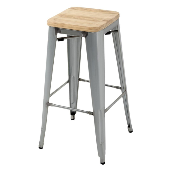 Bolero Bistro-Hohehocker mit Holzsitzauflage aus verzinktem Stahl (4 Stück) 2 Bolero Bistro-Hohehocker mit Holzsitzauflage aus verzinktem Stahl (4 Stück)