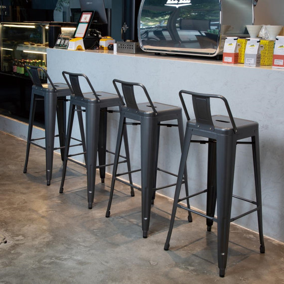 Bolero Bistro Stahlhocker mit Rückenlehne Gun Metal Grey (4 Stück) 5 Bolero Bistro Stahlhocker mit Rückenlehne Gun Metal Grey (4 Stück)