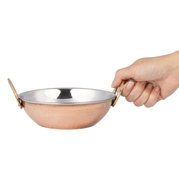 Olympia Kupfer Kadai Schale Edelstahl Messinggriffe 660ml Olympia Kupfer Kadai Schale Edelstahl Messinggriffe 660ml